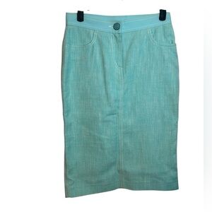 Iceberg Made In Italy Vintage Aqua Blue Pencil Skirt